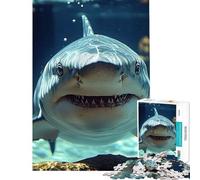 Jigsaw Puzzles for Adults1000 Piece Great White Shark Underwater Portrait Fun at Home Activities, Home Art Decor Educational Games for 14+ Puzzle Game Offered (38x52cm)