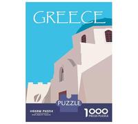 Jigsaw Puzzles for Adults1000 Piece Greece Church Illustration Adult Jigsaw Puzzle Brain Teaser Game For Family Fun Stress Reduction Gifts 70x50cm/1000pcs