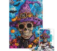 Jigsaw Puzzles for Adults1000 Piece Halloween Witch Skull Jigsaw Puzzle 1000 Impossible Game Birthday Gifts Staycation Kill Time (Size 50x75cm)