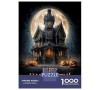 Jigsaw Puzzles for Adults1000 Piece Happy Halloween Haunted House Jigsaw Puzzle Relax Games Difficult Challenge Stress Reduction Gifts 38x26cm/1000pcs