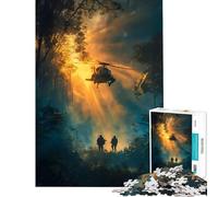 Jigsaw Puzzles for Adults1000 Piece Helicopter And Soldiers in Jungle Challenging To Complete Difficult Hard Hands-on Game Suitable for People Aged 14 And Above (38X26CM)