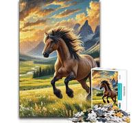 Jigsaw Puzzles for Adults1000 Piece Horse Running in Meadow Unique Challenge Game Learning Educational Toy Wall Decor 38x52cm(1000pcs)