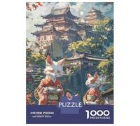 Jigsaw Puzzles for Adults1000 Piece Japanese Cats Anime Asian Jigsaw Puzzle Relax Games Difficult Challenge Stress Reduction Gifts 38x26cm/1000pcs