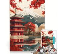 Jigsaw Puzzles for Adults1000 Piece Japanese Temple with Mount Fuji, Relaxing Games, Difficult Challenge, Gifts for Friends And Family (38x52cm)