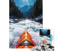 Jigsaw Puzzles for Adults1000 Piece Kayaking Through Mountain Rapids on A Sunny Day Puzzle for Adults Hands-on Game Home Decoration Unique Birthday And Gifts (Size 38x52cm)