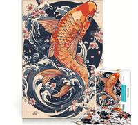 Jigsaw Puzzles for Adults1000 Piece Koi Fish Tattoo Design Hands-on Game Precision Cutting Birthday And Unique Gifts 38x26cm