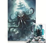 Jigsaw Puzzles for Adults1000 Piece Kraken Attacking Ship Educational Game Difficult Hard Unique Birthday And Xmas Gifts 38x26cm