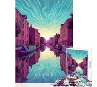 Jigsaw Puzzles for Adults1000 Piece Leeds Canal Cityscape Art Practical Game Pattern Assembly Anti-Stress Toys Interesting Stress Reduction (38X52CM)
