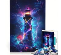 Jigsaw Puzzles for Adults1000 Piece Lighthouses Get Struck By Lightning, Hands-on Game, Precision Cutting, Birthday And Unique Gifts 50x75cm