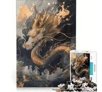 Jigsaw Puzzles for Adults1000 Piece Lucky Gold Asian Dragon Educational Toy Difficult And Challenge Improving Love between Couples 50x75cm