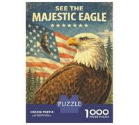 Jigsaw Puzzles for Adults1000 Piece Majestic Eagle And American Flag Jigsaw for Adults Anti-Stress Toys A Work of Art for Birthday, Chrismas 70x50cm/1000pcs