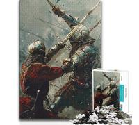 Jigsaw Puzzles for Adults1000 Piece Medieval Sword Fight Toys Educational Games Difficult Challenge Anti-Stress Toys (size 50x75cm)