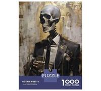Jigsaw Puzzles for Adults1000 Piece Modern Skeleton in Suit Art Print Jigsaw for Adults Hands-on Game Wall Decoration for Birthday, Chrismas 52x38cm/1000pcs