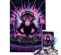 Jigsaw Puzzles for Adults1000 Piece Monkey DJ Neon Adult Jigsaw Puzzle Family Game Analysis And Logic Deal As Gifts for The Whole Family (Size 50x75cm)