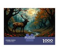 Jigsaw Puzzles for Adults1000 Piece Moonlit Forest Deer Scene Adult Jigsaw Puzzle Relaxing Games Staycation Kill Time for Birthday, Chrismas 70x50cm/1000pcs