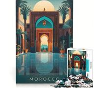 Jigsaw Puzzles for Adults1000 Piece Morocco Travel Poster, Educational Game, Challenging To Complete, Challenging Game Gifts 38x26cm