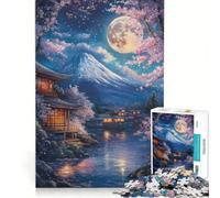 Jigsaw Puzzles for Adults1000 Piece Mount Fuji Under The Moon Relaxing Games Decompressing Intellectual Birthday Present,Travel Gifts 38x26cm