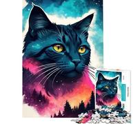 Jigsaw Puzzles for Adults1000 Piece Mystical Cat Forest Silhouette Brain Teaser Game Toy Intellectual Game Birthday Gifts Difficult Hard (Size 50x75cm)