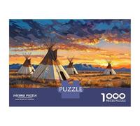 Jigsaw Puzzles for Adults1000 Piece Native American Teepees Sunset Adult Jigsaw Puzzle Relaxing Games Staycation Kill Time for Birthday, Chrismas 52x38cm/1000pcs