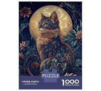 Jigsaw Puzzles for Adults1000 Piece Night Moon Cute Cat Jigsaw Puzzle Relax Games Difficult Challenge Stress Reduction Gifts 52x38cm/1000pcs