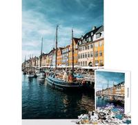Jigsaw Puzzles for Adults1000 Piece Nyhavn Harbor, Copenhagen, Denmark Cozy Family Gathering Enjoyment Unique Christmas Celebration Present (38x52cm)