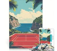 Jigsaw Puzzles for Adults1000 Piece Ocean View Tennis Court Educational Toy Difficult And Challenge Improving Love between Couples 50x75cm