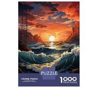 Jigsaw Puzzles for Adults1000 Piece Ocean Waves Sunset Art Print Jigsaw for Adults Hands-on Game Wall Decoration for Birthday, Chrismas 70x50cm/1000pcs