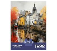 Jigsaw Puzzles for Adults1000 Piece Old Town Reflections Urban Art Print Jigsaw for Adults Anti-Stress Toys A Work of Art for Birthday, Chrismas 52x38cm/1000pcs