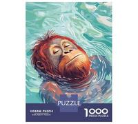 Jigsaw Puzzles for Adults1000 Piece Orangutan Floating Peacefully in Water Jigsaw for Adults Anti-Stress Toys A Work of Art for Birthday, Chrismas 38x26cm/1000pcs