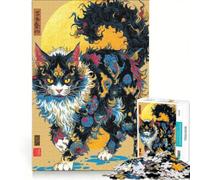 Jigsaw Puzzles for Adults1000 Piece Ornate Cat Illustration with Asian Influence Educational Toy Difficult And Challenge Improving Love between Couples 50x75cm