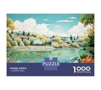 Jigsaw Puzzles for Adults1000 Piece Peaceful River Scene with Flowers Adult Jigsaw Puzzle Brain Teaser Game For Family Fun Stress Reduction Gifts 70x50cm/1000pcs