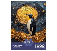 Jigsaw Puzzles for Adults1000 Piece Penguin in Golden Night Sky Adult Jigsaw Puzzle Hands-on Game Presents for Women for Birthday, Chrismas 52x38cm/1000pcs