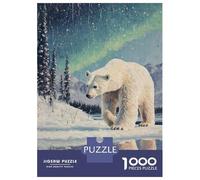 Jigsaw Puzzles for Adults1000 Piece Polar Bear Under Aurora Borealis Jigsaws for Adults Family Games Birthday Present Help The Brain Exercise 70x50cm/1000pcs