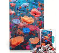 Jigsaw Puzzles for Adults1000 Piece Poppy Field with Multi Colours, Relaxing Games, Decompressing Intellectual, Birthday Present,Travel Gifts, 50x75cm