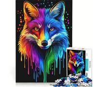 Jigsaw Puzzles for Adults1000 Piece Rainbow Fox Pop Art Fox Co Hands-on Game Precision Cutting Birthday And Unique Gifts 50x75cm