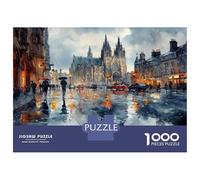 Jigsaw Puzzles for Adults1000 Piece Rainy Cityscape with Cathedral Adult Jigsaw Puzzle Relaxing Games Staycation Kill Time for Birthday, Chrismas 70x50cm/1000pcs