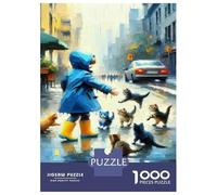 Jigsaw Puzzles for Adults1000 Piece Rainy Day Adventure with Kittens Jigsaw for Adults Hands-on Game Wall Decoration for Birthday, Chrismas 70x50cm/1000pcs