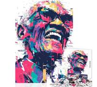 Jigsaw Puzzles for Adults1000 Piece Ray Charles Colorful Portrait Jigsaw 1000 Pieces Relaxing Games Secret Santa Gifts Tough Challenge (38x26cm)