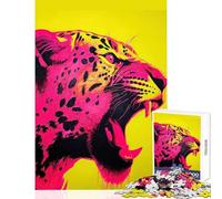 Jigsaw Puzzles for Adults1000 Piece Red And Yellow Jaguar Educational Toy Gift Birthday Relaxing Games with Matching Poster And Trivia Sheet size 50x75cm