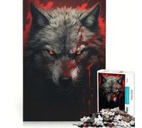Jigsaw Puzzles for Adults1000 Piece Red Eyes Wolf Educational Game Difficult Hard Unique Birthday And Xmas Gifts 50x75cm