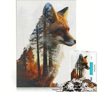 Jigsaw Puzzles for Adults1000 Piece Red Fox Double Exposure Educational Game Difficult Hard Unique Birthday And Xmas Gifts 50x75cm