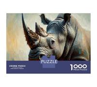 Jigsaw Puzzles for Adults1000 Piece Rhinoceros Wildlife Art Print Adult Jigsaw Puzzle Brain Teaser Game For Family Fun Stress Reduction Gifts 52x38cm/1000pcs