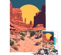 Jigsaw Puzzles for Adults1000 Piece Rising Sun over Desert Canyon Minimalist Nature Art Illustration Toy Intellectual Game Relaxing Games Hand Speed Race Great Gifts for Games (Size 38x52cm)