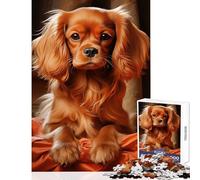 Jigsaw Puzzles for Adults1000 Piece Ruby Cavalier King Charles Spaniel Cozy Family Gathering Enjoyment Unique Christmas Celebration Present (38x52cm)