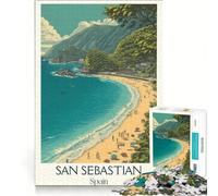 Jigsaw Puzzles for Adults1000 Piece San Sebastián Beach Poster, Toy Wall Decor, Staycation Kill Time, Beautiful Design Game 38x52cm