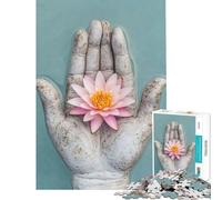 Jigsaw Puzzles for Adults1000 Piece Serene Water Lily in Buddha's Hand Fun at Home Activities, Home Art Decor Educational Games for 14+ Puzzle Game Offered (38x52cm)