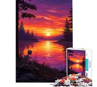 Jigsaw Puzzles for Adults1000 Piece Skeleton Contemplating Sunset by The Lake Educational Challenge For Family Fun Family Game for 14+ Puzzle Game Offered (38X52cm)
