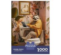 Jigsaw Puzzles for Adults1000 Piece Sloth Funny Toilet Laptop Jigsaw Puzzle Relax Games Difficult Challenge Stress Reduction Gifts 38x26cm/1000pcs