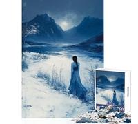 Jigsaw Puzzles for Adults1000 Piece Solitary Figure in Blue Landscape DIY Toys Great Gift Relax Games with Matching Poster And Trivia Sheet Size 50x75cm
