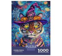 Jigsaw Puzzles for Adults1000 Piece Spooky Tiger Halloween Art -1 Jigsaws for Adults Family Games Birthday Present Help The Brain Exercise 70x50cm/1000pcs
